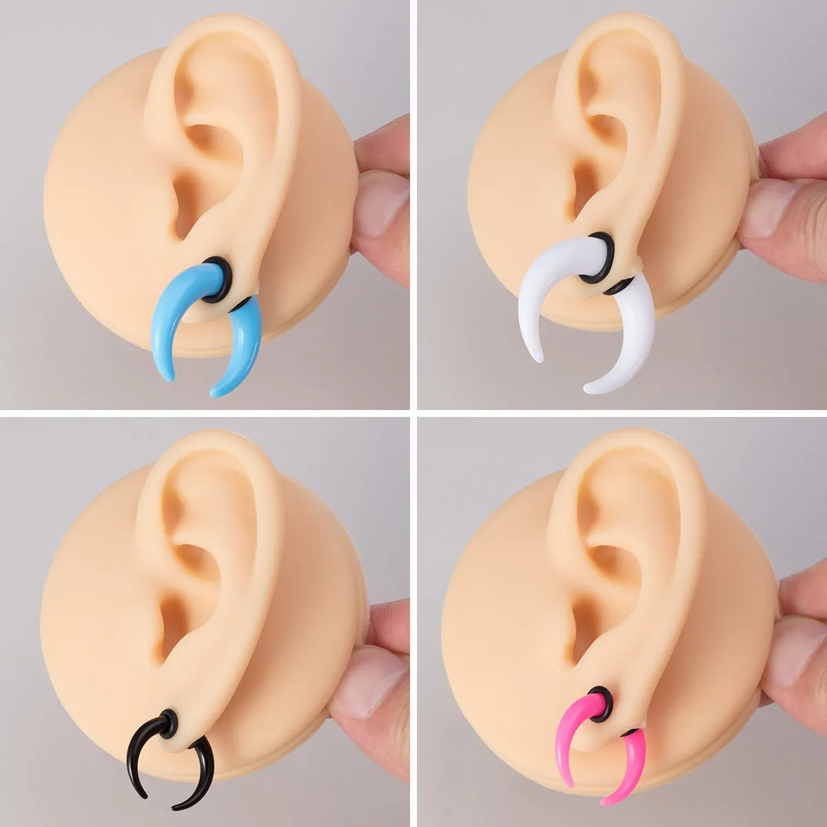 Acrylic horn auricle nose ring horseshoe shape black rubber belt tire grinding finish unisex