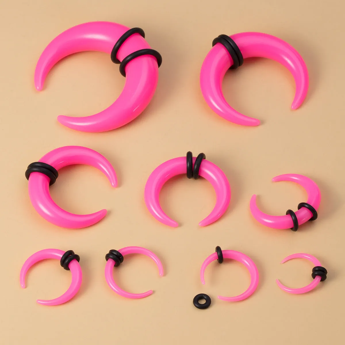 Acrylic horn auricle nose ring horseshoe shape black rubber belt tire grinding finish unisex