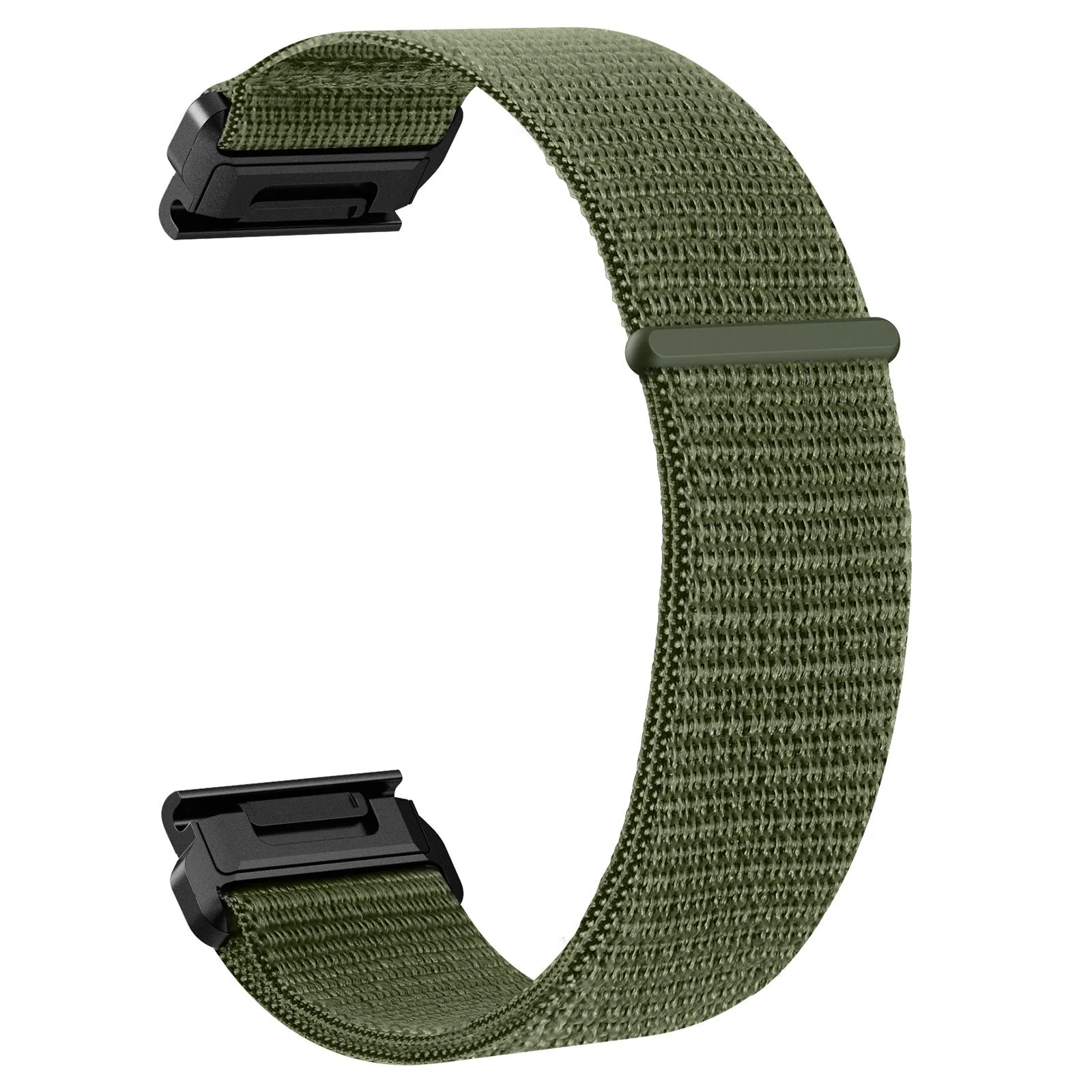 Nylon quick release woven watch strap in 22mm size for Garmin Jiaming, army green colour