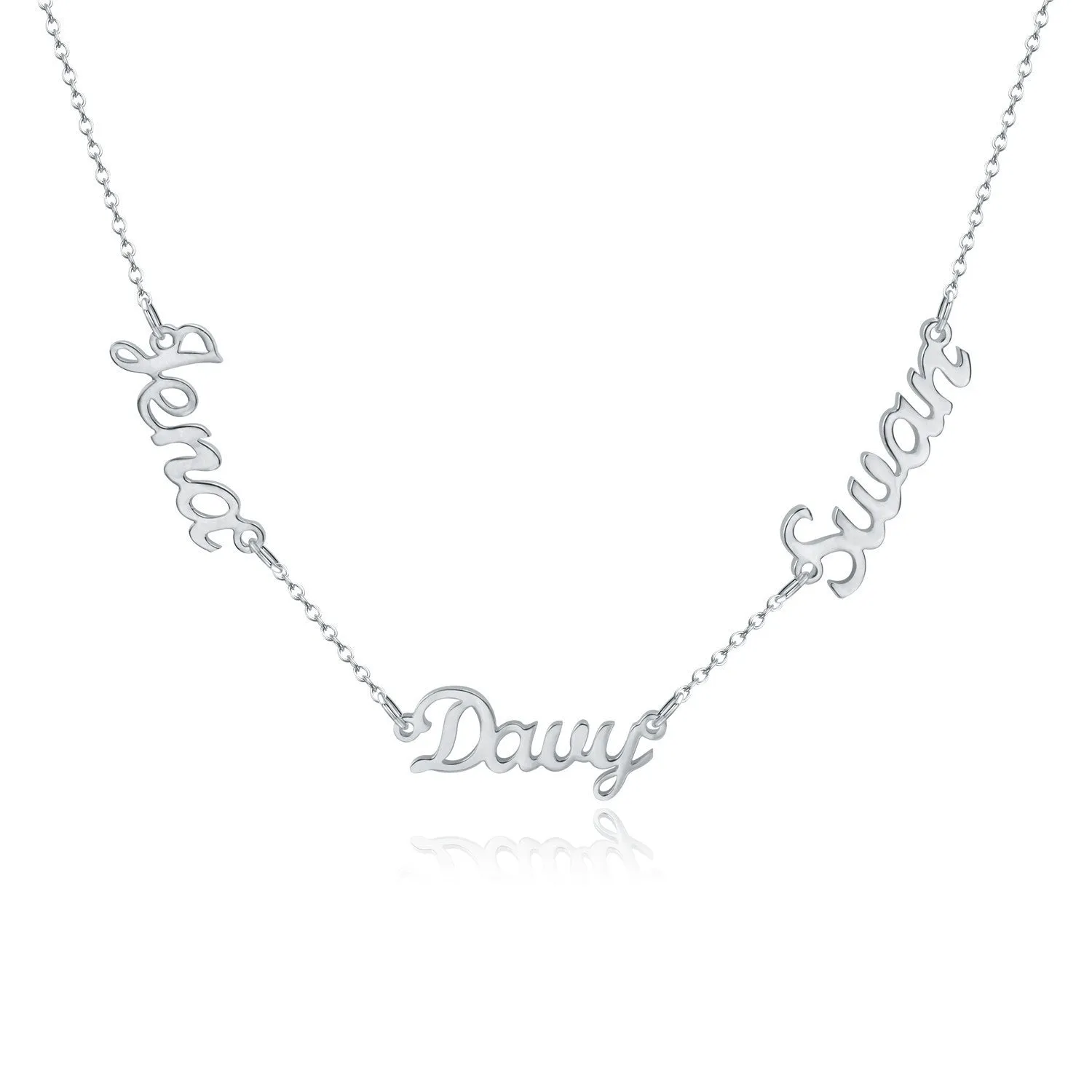 Custom name necklace stainless steel with titanium steel pendant engraved with two names gold finish