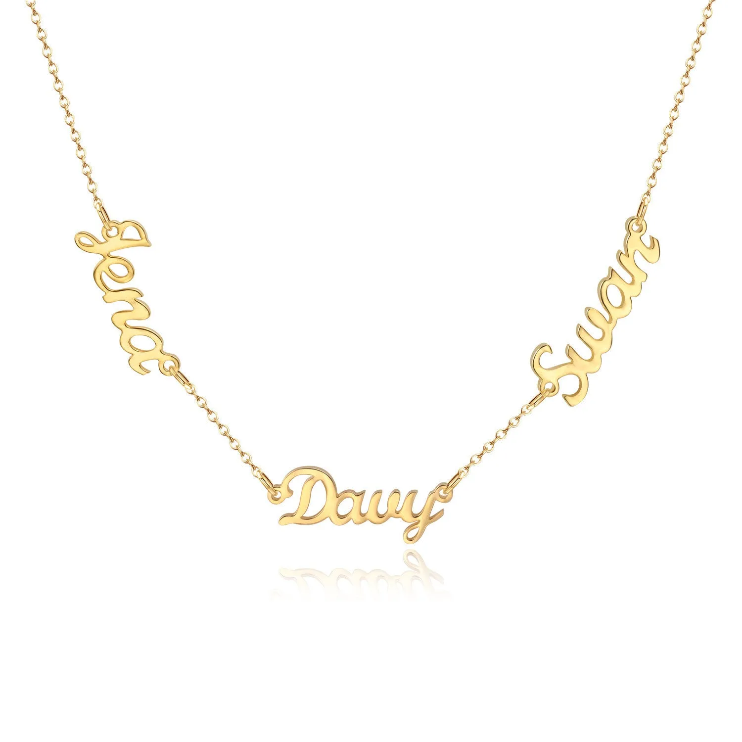 Custom name necklace stainless steel with titanium steel pendant engraved with two names gold finish