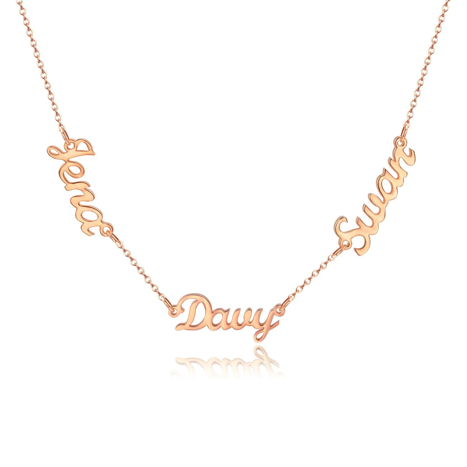 Custom name necklace stainless steel with titanium steel pendant engraved with two names gold finish