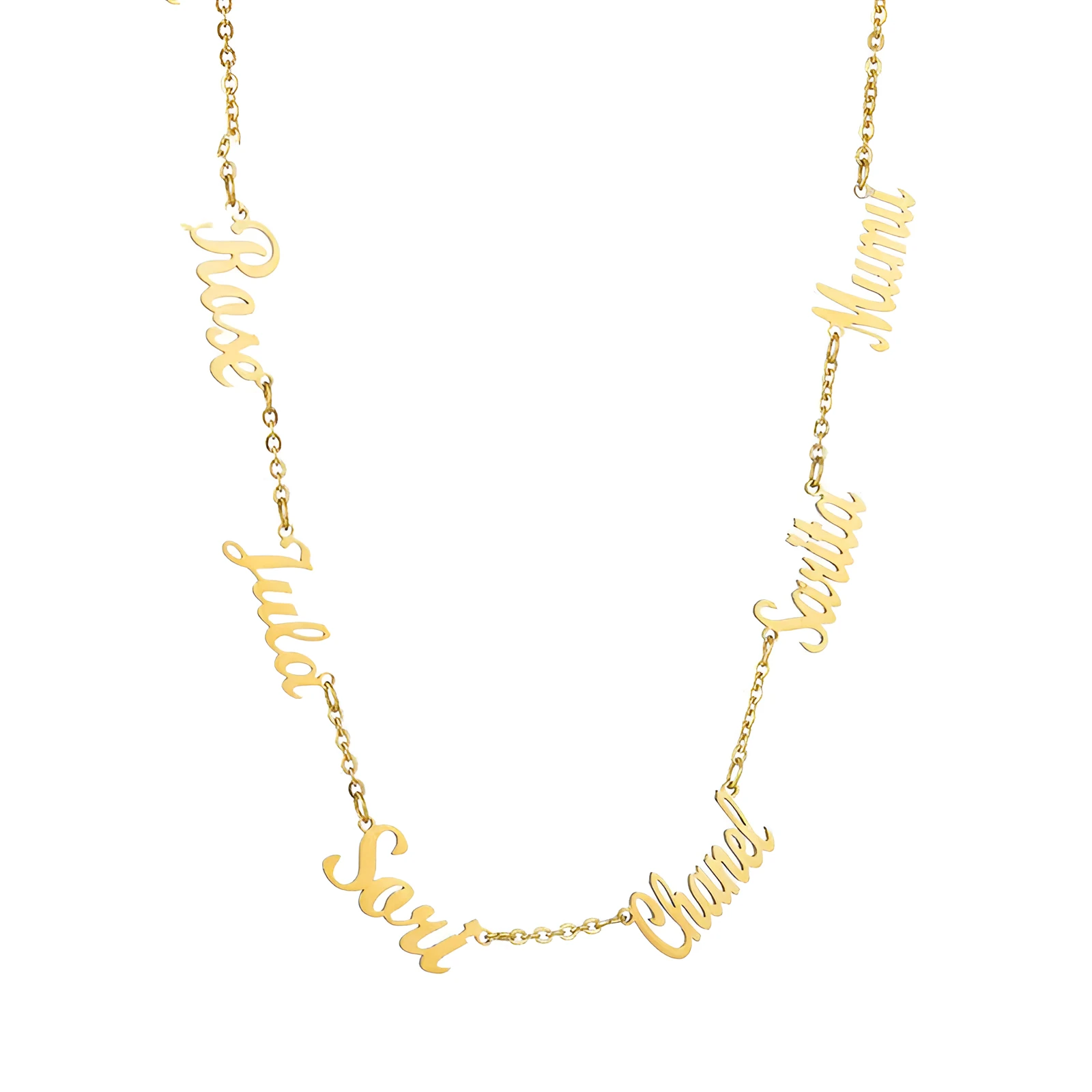 Custom name necklace stainless steel with titanium steel pendant engraved with two names gold finish