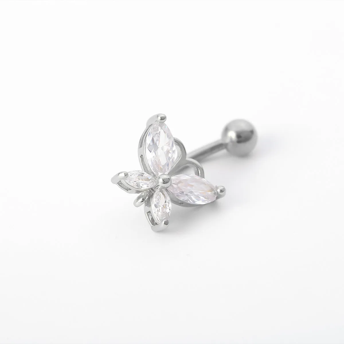 Gold 0003 stainless steel butterfly belly button ring on white background