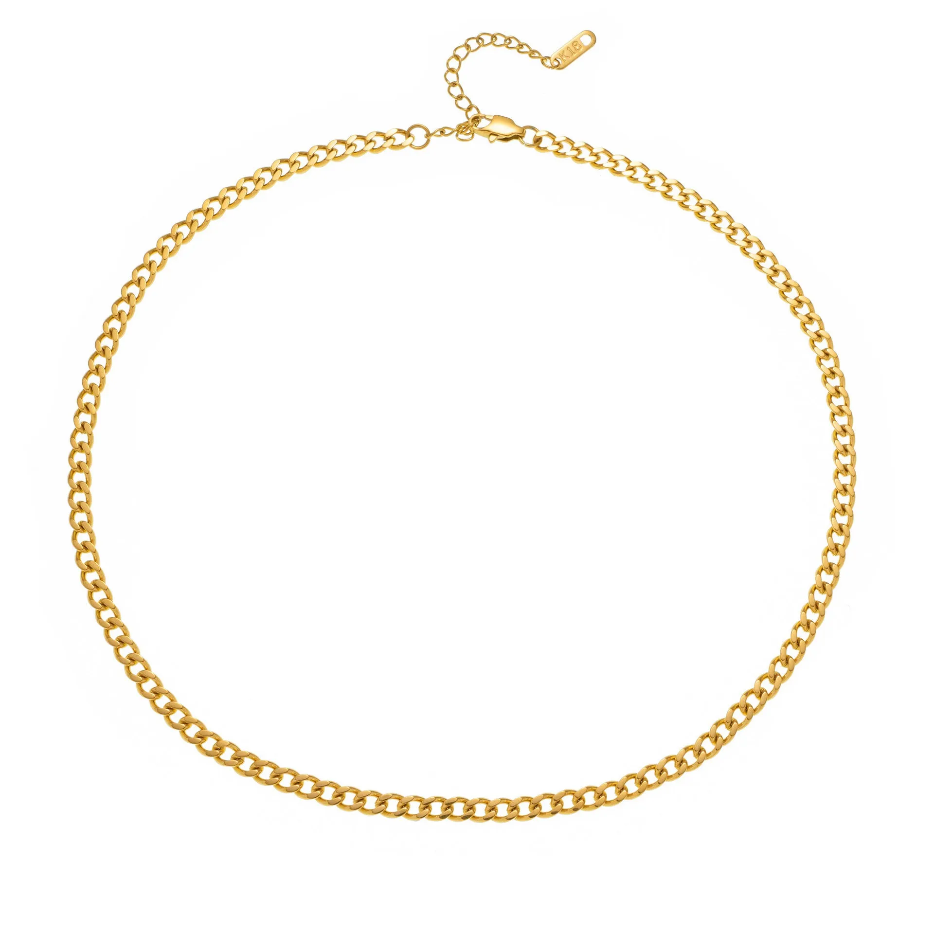 Gold or silver plated titanium steel necklace with a personalised letter, number, or heart pendant on a 40.5cm chain.