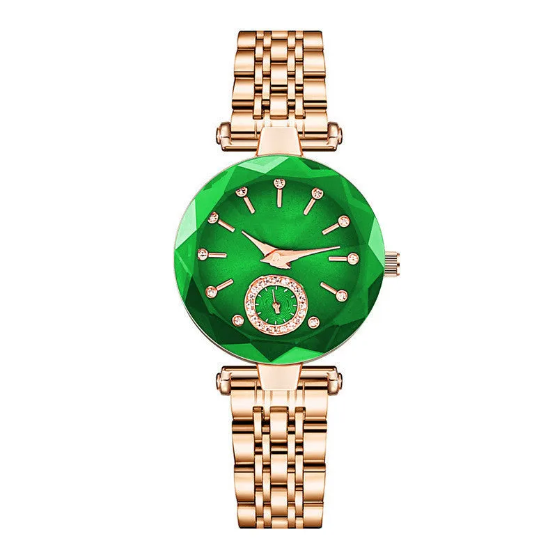 Women's fashion simple cut quartz watch with steel band, 30mm dial, alloy case, mineral glass, available in multiple colours