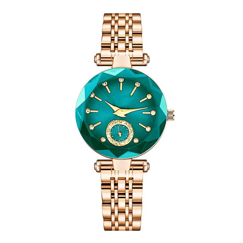 Women's fashion simple cut quartz watch with steel band, 30mm dial, alloy case, mineral glass, available in multiple colours
