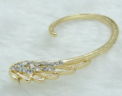 Women's clip-on feather earrings teardrop shape gold and silver alloy plating