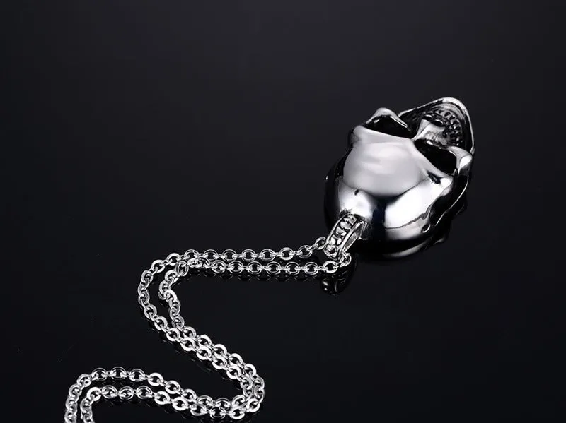 Unisex electroplated alloy skull pendant necklace with chain and leather rope options