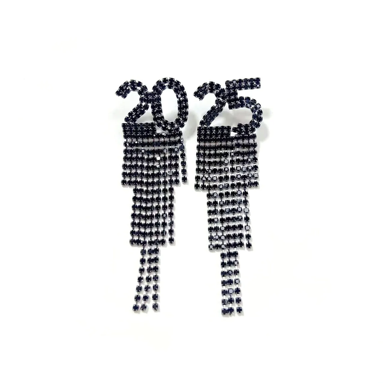 Digital rhinestone letter earrings in copper pendant style for women, available in gold, white K, and black