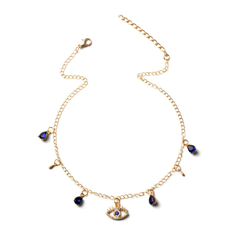 Gold plated Devil's Crystal necklace on alloy chain with electroplating finish, adjustable from 21-50cm