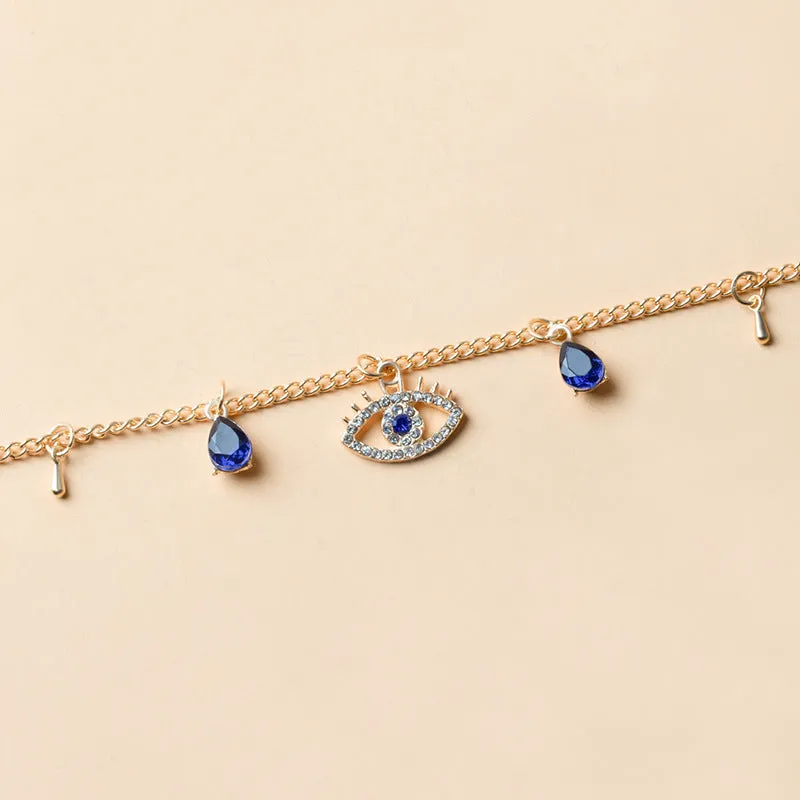 Gold plated Devil's Crystal necklace on alloy chain with electroplating finish, adjustable from 21-50cm