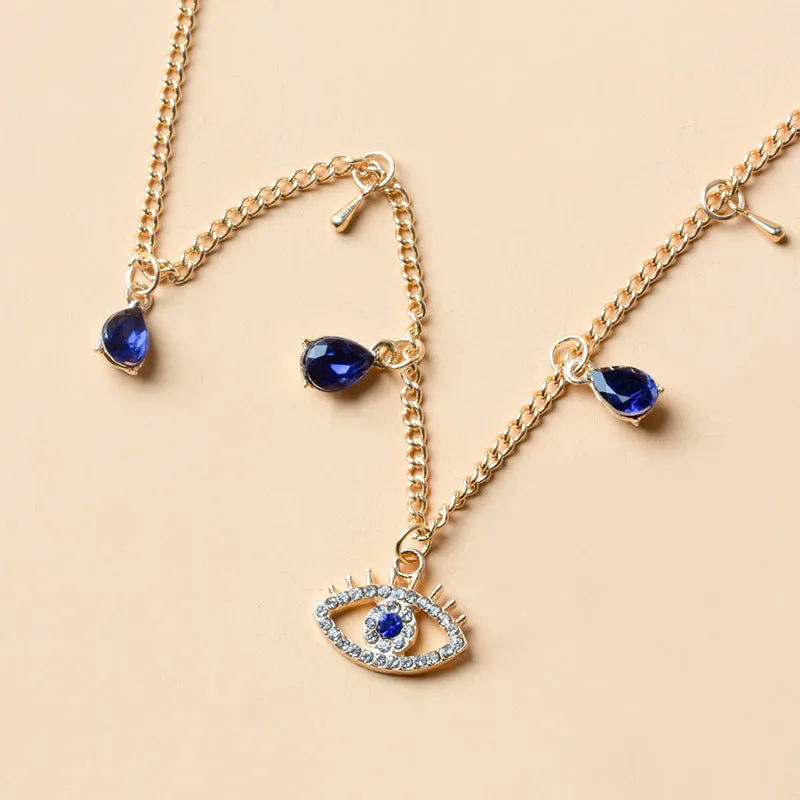 Gold plated Devil's Crystal necklace on alloy chain with electroplating finish, adjustable from 21-50cm