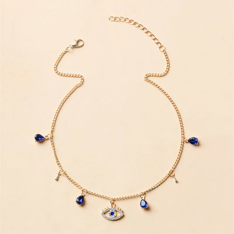 Gold plated Devil's Crystal necklace on alloy chain with electroplating finish, adjustable from 21-50cm