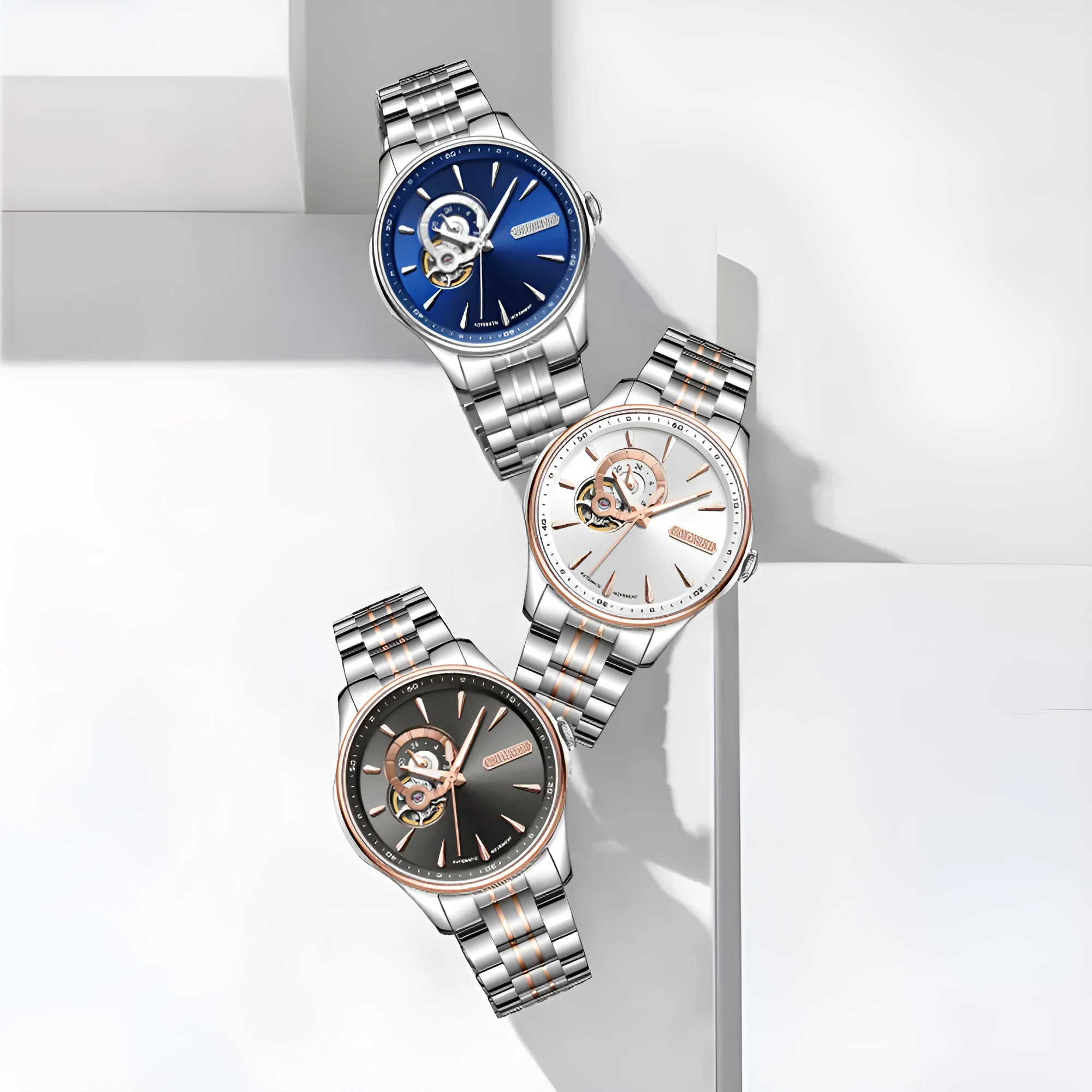 Business and leisure mechanical watch with 42mm dial, luminous display, and stainless steel strap