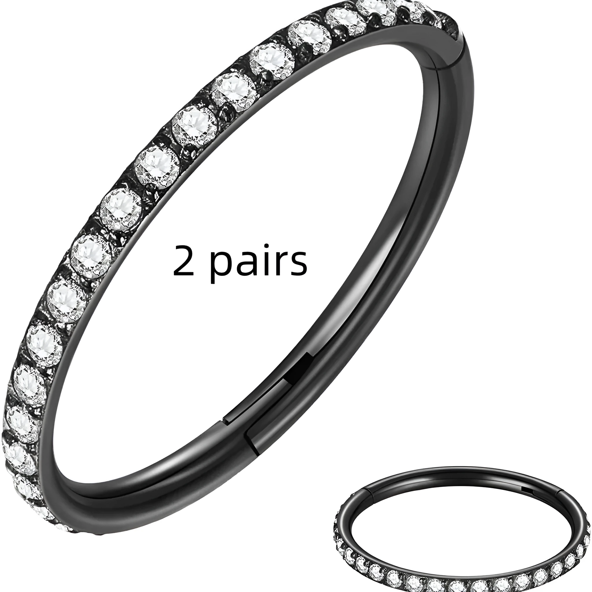 Close-up of a round, seamless stainless steel nose ring in a gold finish, showing its smooth, clasp-free design.