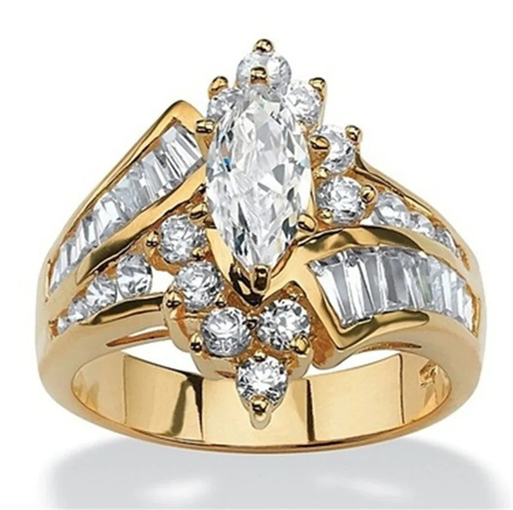 Stainless steel geometric couple ring with diamond-cut finish and alloy inlaid gems, men's and women's styles available in sizes 6-13