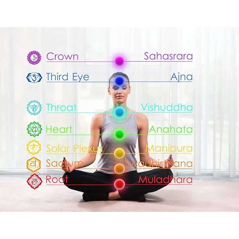 Natural stone colorful chakra energy yoga bracelet on wrist