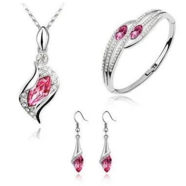Angel Elf three-piece Austria crystal alloy jewellery set with earrings necklace bracelet on display