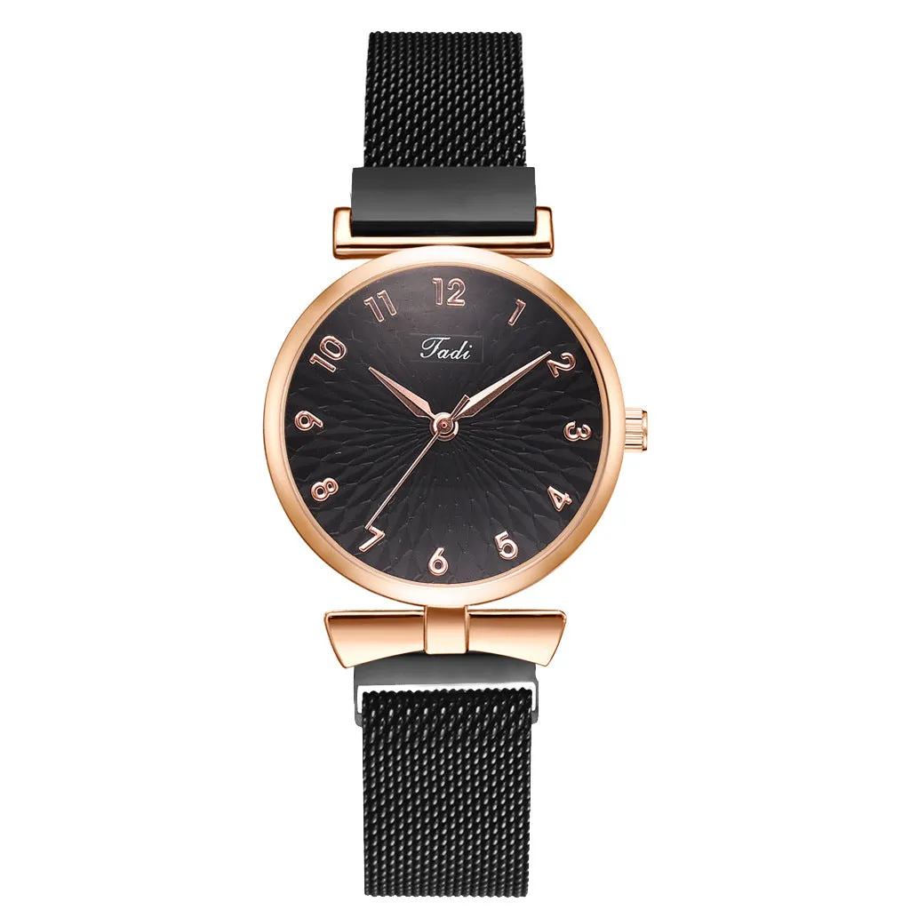 GAIETY ladies quartz watch with round alloy case and textile strap on wrist