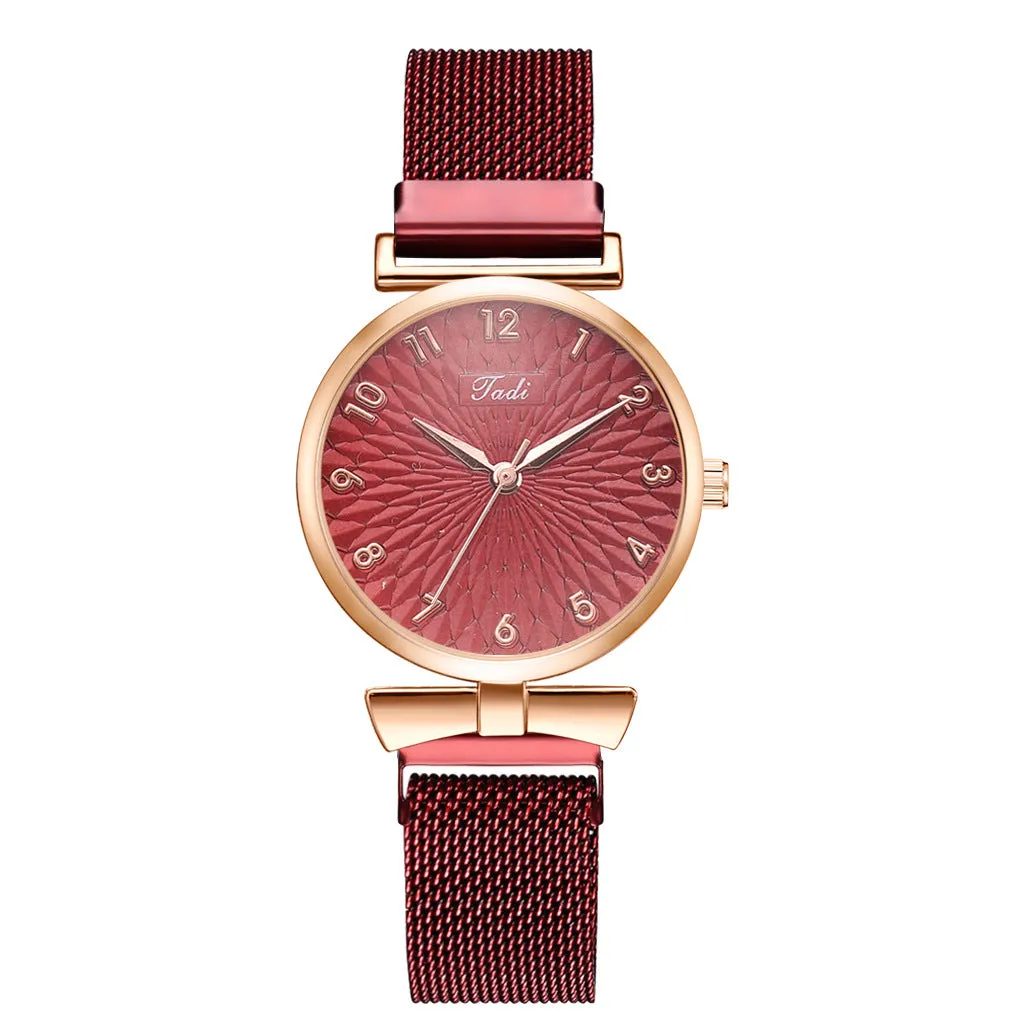 GAIETY ladies quartz watch with round alloy case and textile strap on wrist