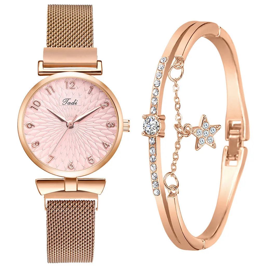 GAIETY ladies quartz watch with round alloy case and textile strap on wrist