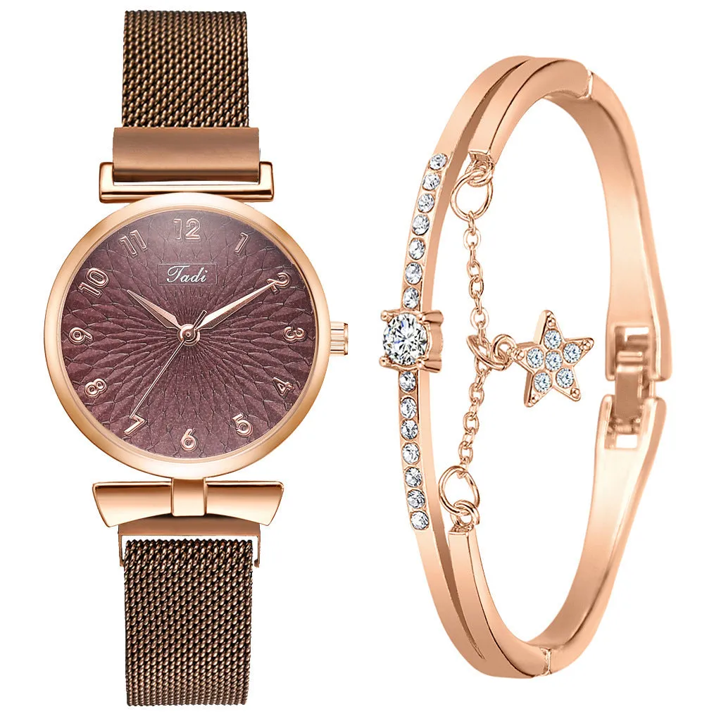 GAIETY ladies quartz watch with round alloy case and textile strap on wrist