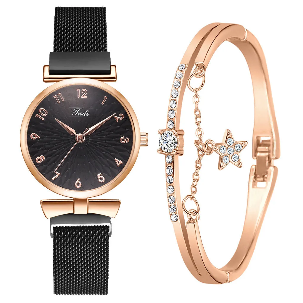 GAIETY ladies quartz watch with round alloy case and textile strap on wrist