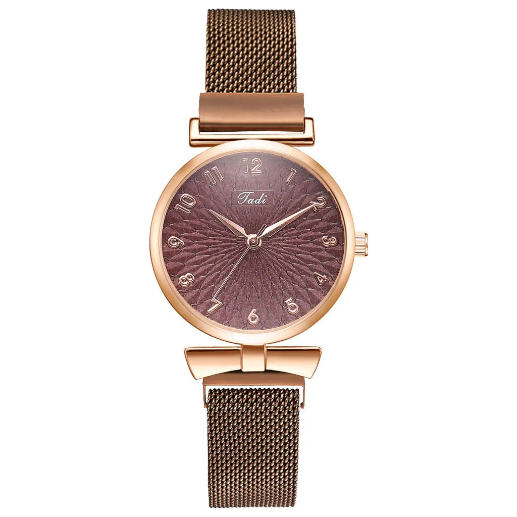 GAIETY ladies quartz watch with round alloy case and textile strap on wrist