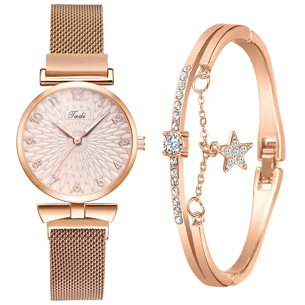 GAIETY ladies quartz watch with round alloy case and textile strap on wrist