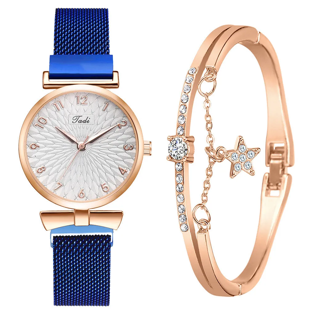 GAIETY ladies quartz watch with round alloy case and textile strap on wrist