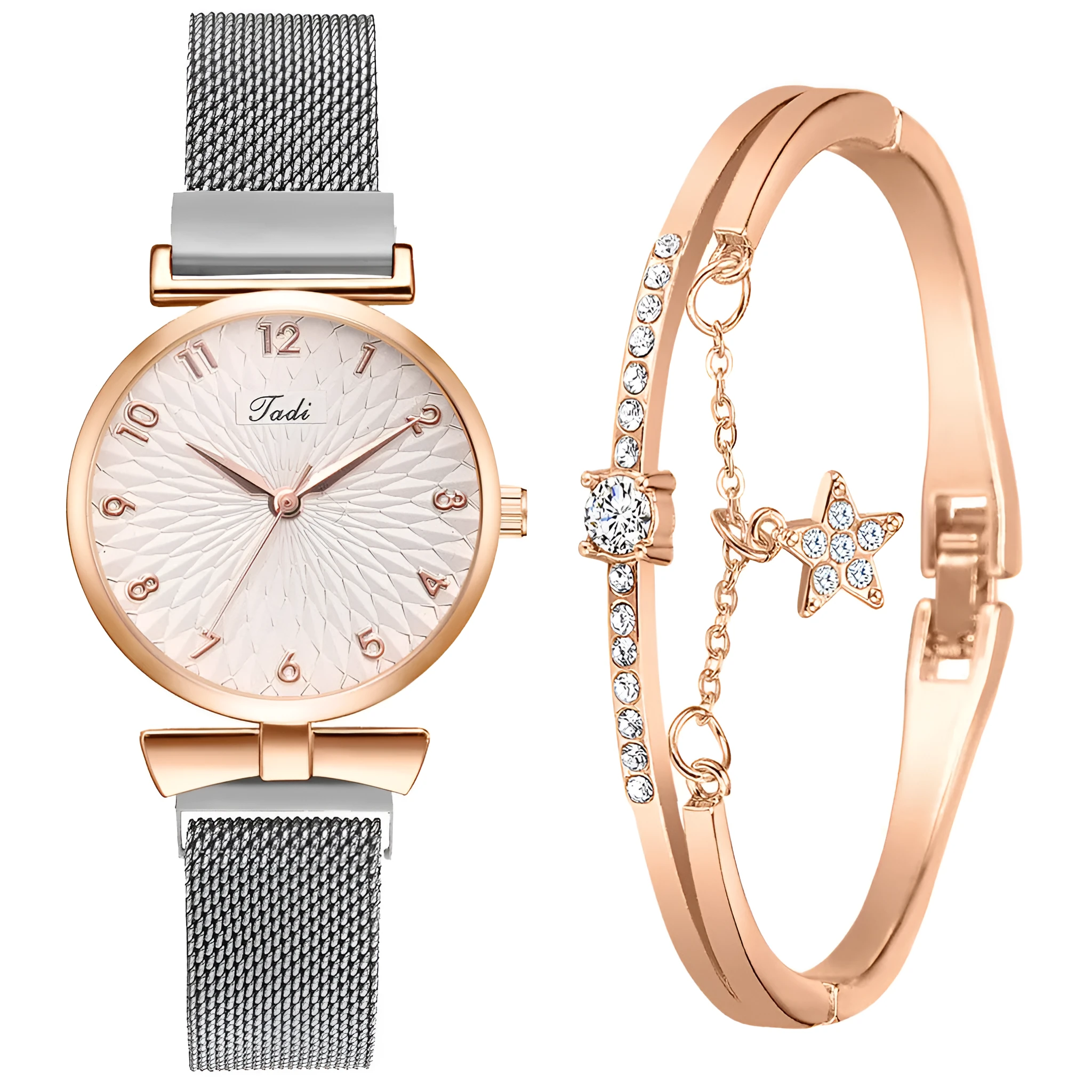 GAIETY ladies quartz watch with round alloy case and textile strap on wrist