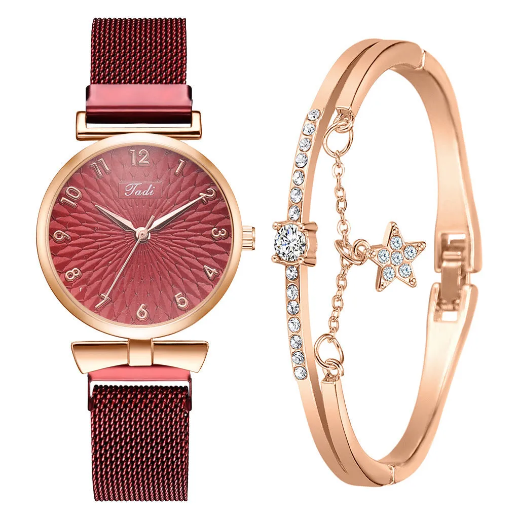GAIETY ladies quartz watch with round alloy case and textile strap on wrist