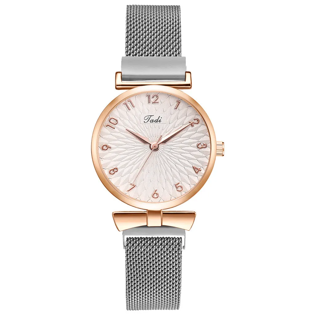 GAIETY ladies quartz watch with round alloy case and textile strap on wrist