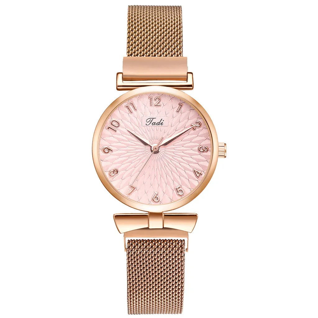 GAIETY ladies quartz watch with round alloy case and textile strap on wrist