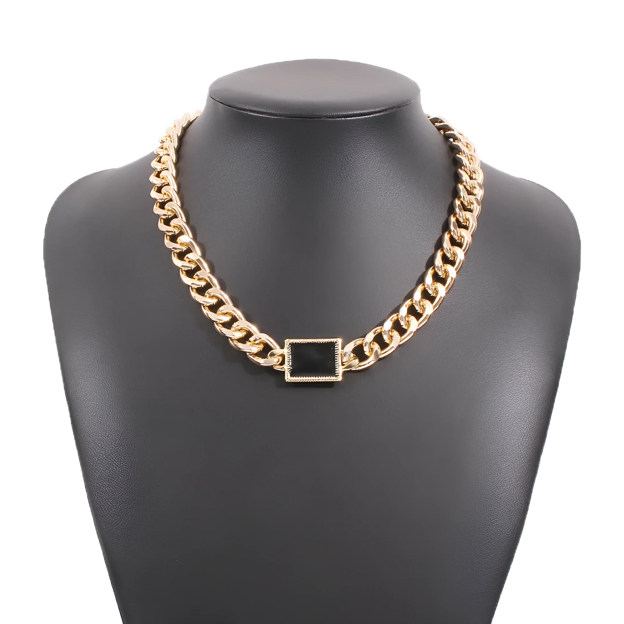 Gold electroplated geometric alloy pendant-free necklace for women with extension chain