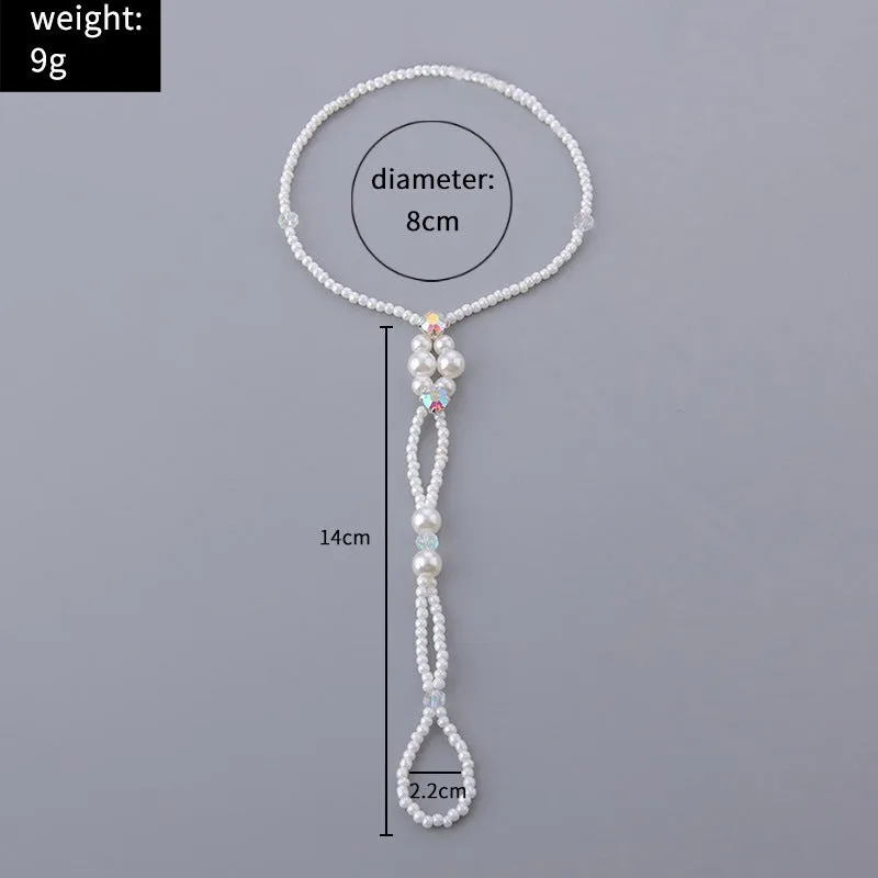 Pearl stretch anklet for women in S0905 colour with pearl beads on stretch cord