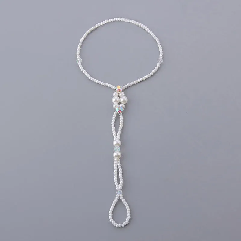 Pearl stretch anklet for women in S0905 colour with pearl beads on stretch cord