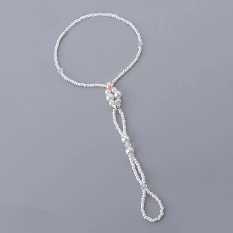 Pearl stretch anklet for women in S0905 colour with pearl beads on stretch cord