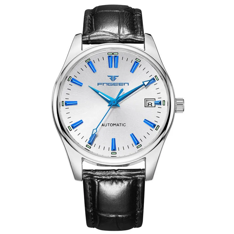 Men's quartz watch with white steel case, white surface, 10mm thickness, coated glass mirror