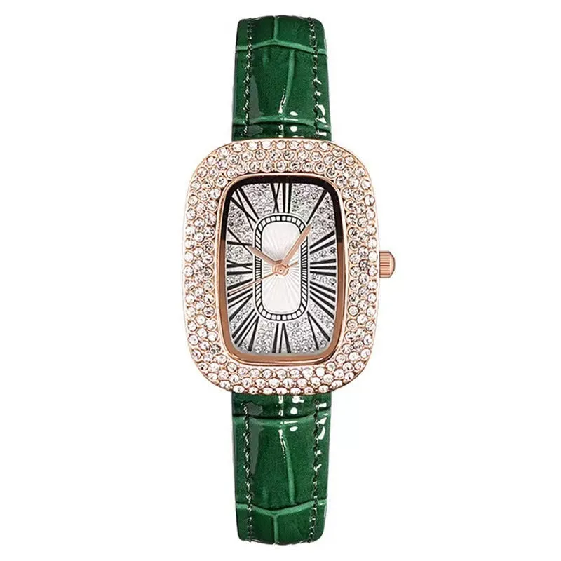 Women's casual quartz wrist watch with oval dial and imitation leather strap in black colour
