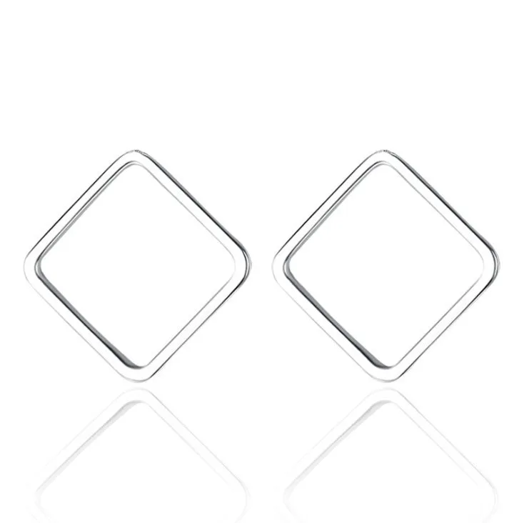 Minimalist geometric stud earrings 1cm diameter alloy black gold silver design for women
