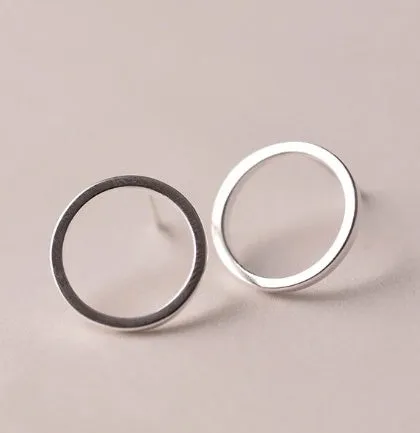 Minimalist geometric stud earrings 1cm diameter alloy black gold silver design for women