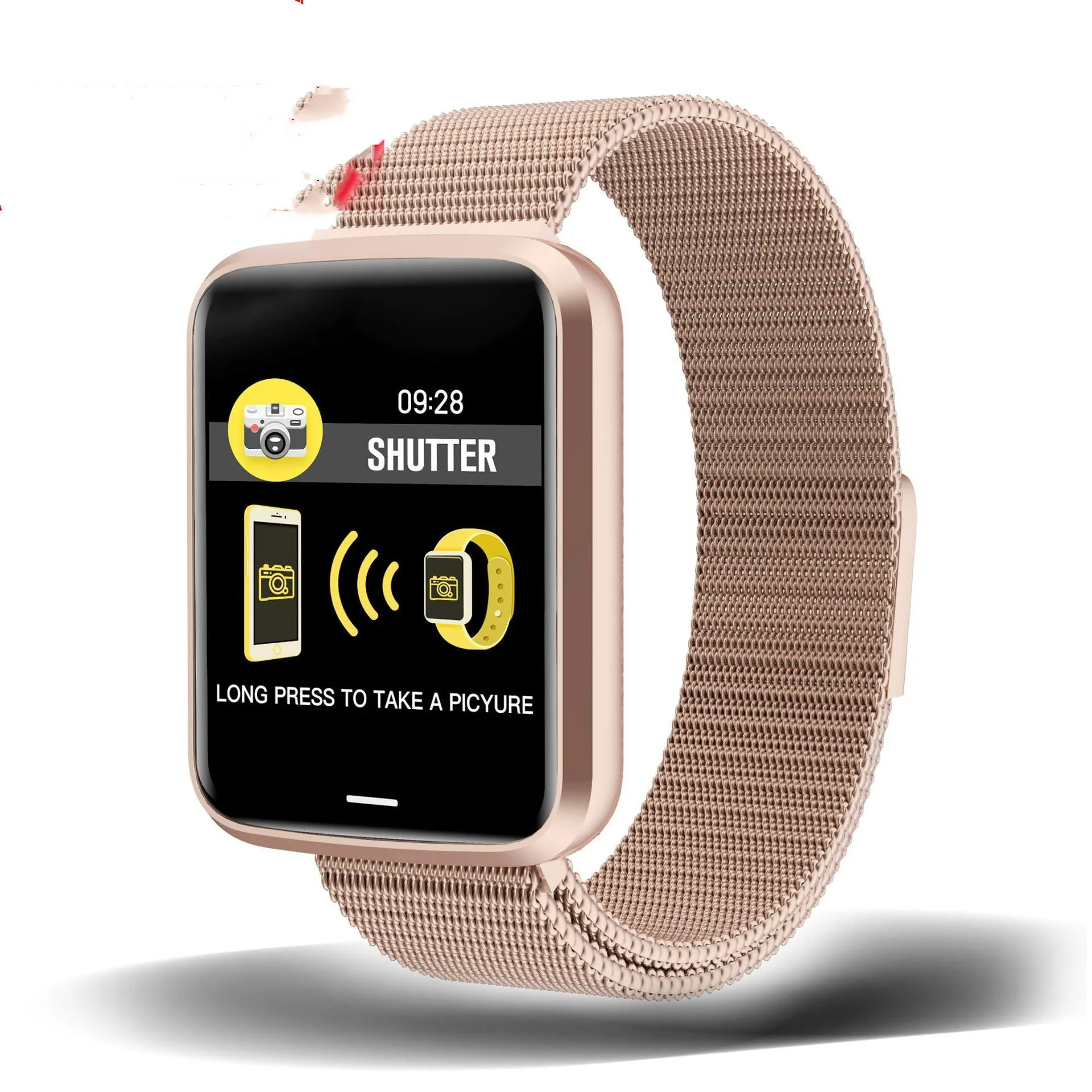 Private model smartwatch with black silicone strap showing 1.3-inch screen