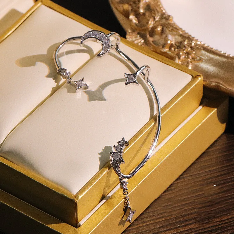 Women's dainty butterfly sequins non-pierced earrings set with metal cuff and screw back chain linked design