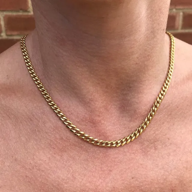 Men's stainless steel cube rope chain necklace in silver finish on a neutral background, 18-24 inch lengths available