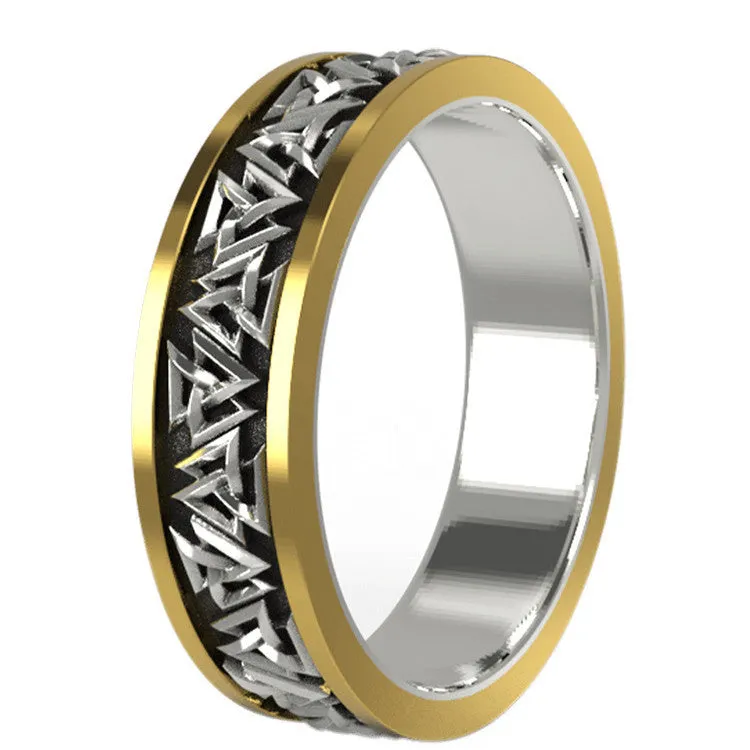 925 silver Viking knot ring for men with bronze finish, geometric design, US size 8