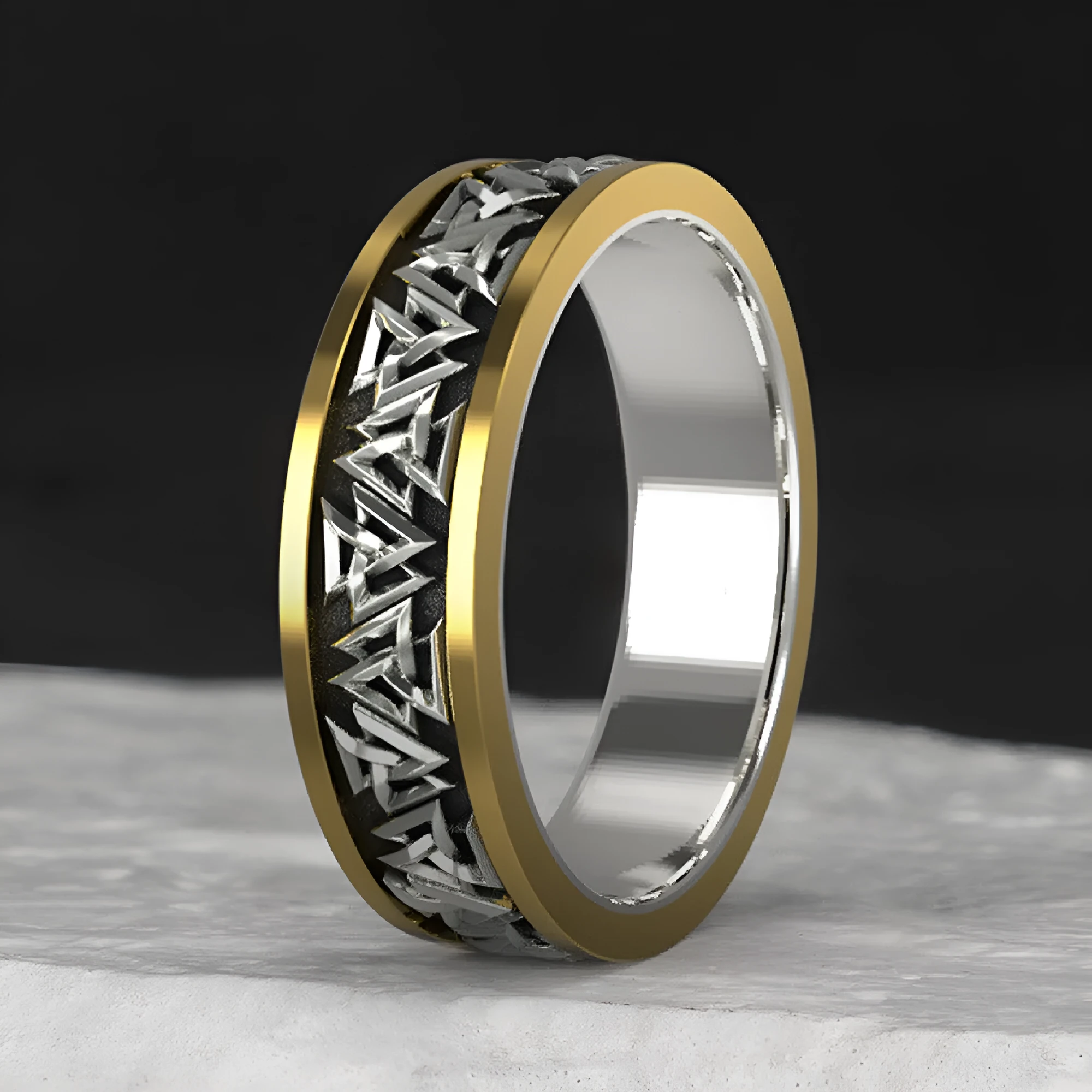 925 silver Viking knot ring for men with bronze finish, geometric design, US size 8