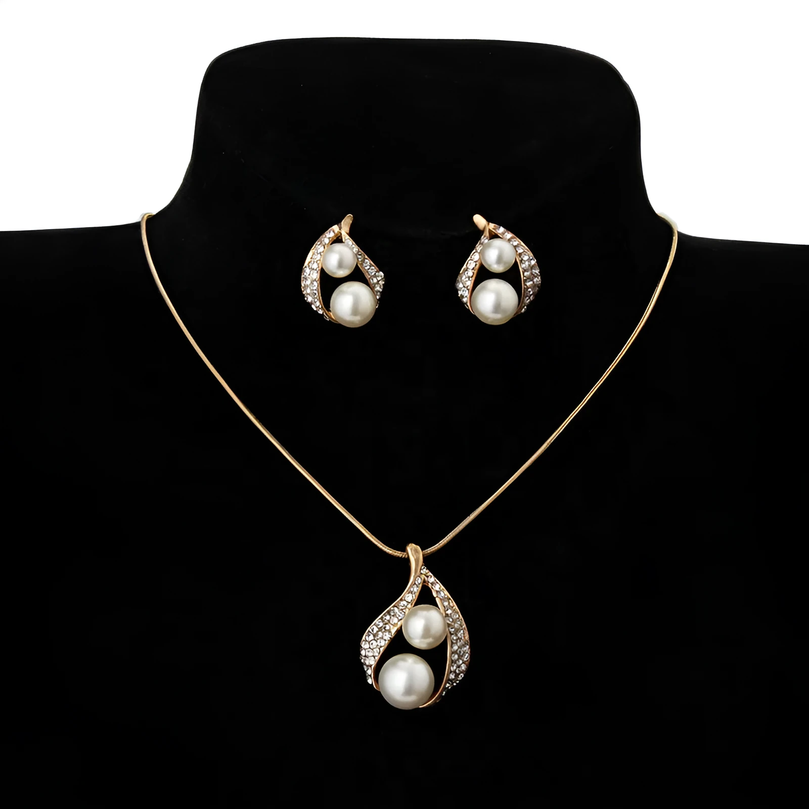 Bridal jewelry set with pearl water drop two pearl necklace in exquisite packaging for wedding accessories