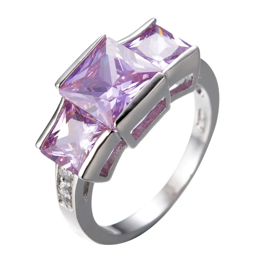 Electroplated copper women's ring in apple green colour with geometric design on size 8 finger
